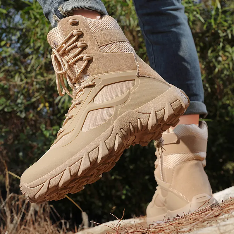 Tactical Military Combat Boots Desert Tan High-Top Lace-Up Hiking Work‎ Boots Men main image 4
