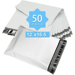 Reliable Mailer 12x15.5 Inch 50Pcs White Poly Mailers Bulk Envelopes Shipping Bags Self Seal Adhesive Waterproof and Tear-Proof Postal Expandable Polyethylene for Business Shipping Packaging