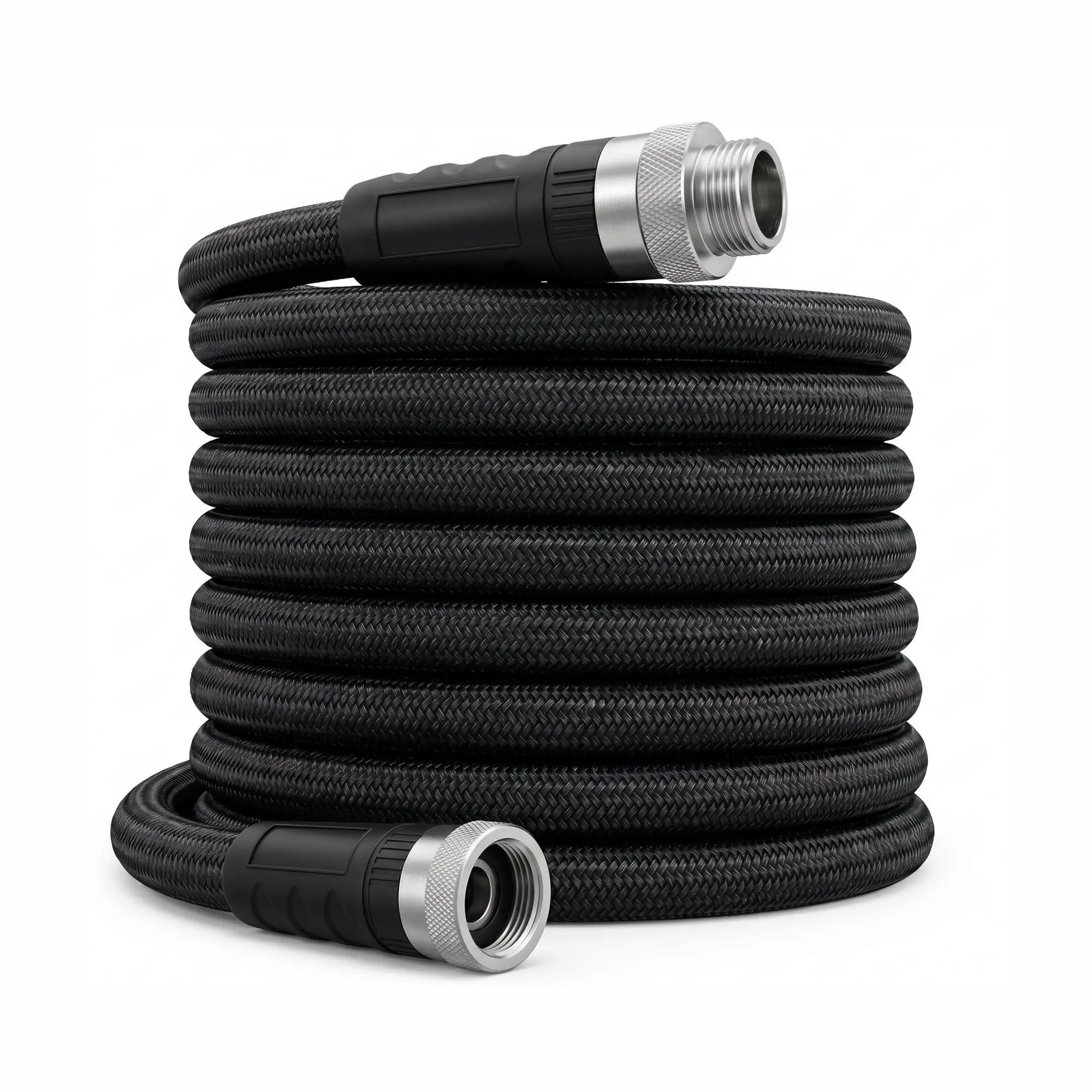 Non-Expandable Garden Hose, 25FT Lightweight Water Hose with TPE Inner Tube, Durable Braided Outer Layer, Anti-Kink Design and Reinforced Aluminum Connectors for Watering & Outdoor Cleaning