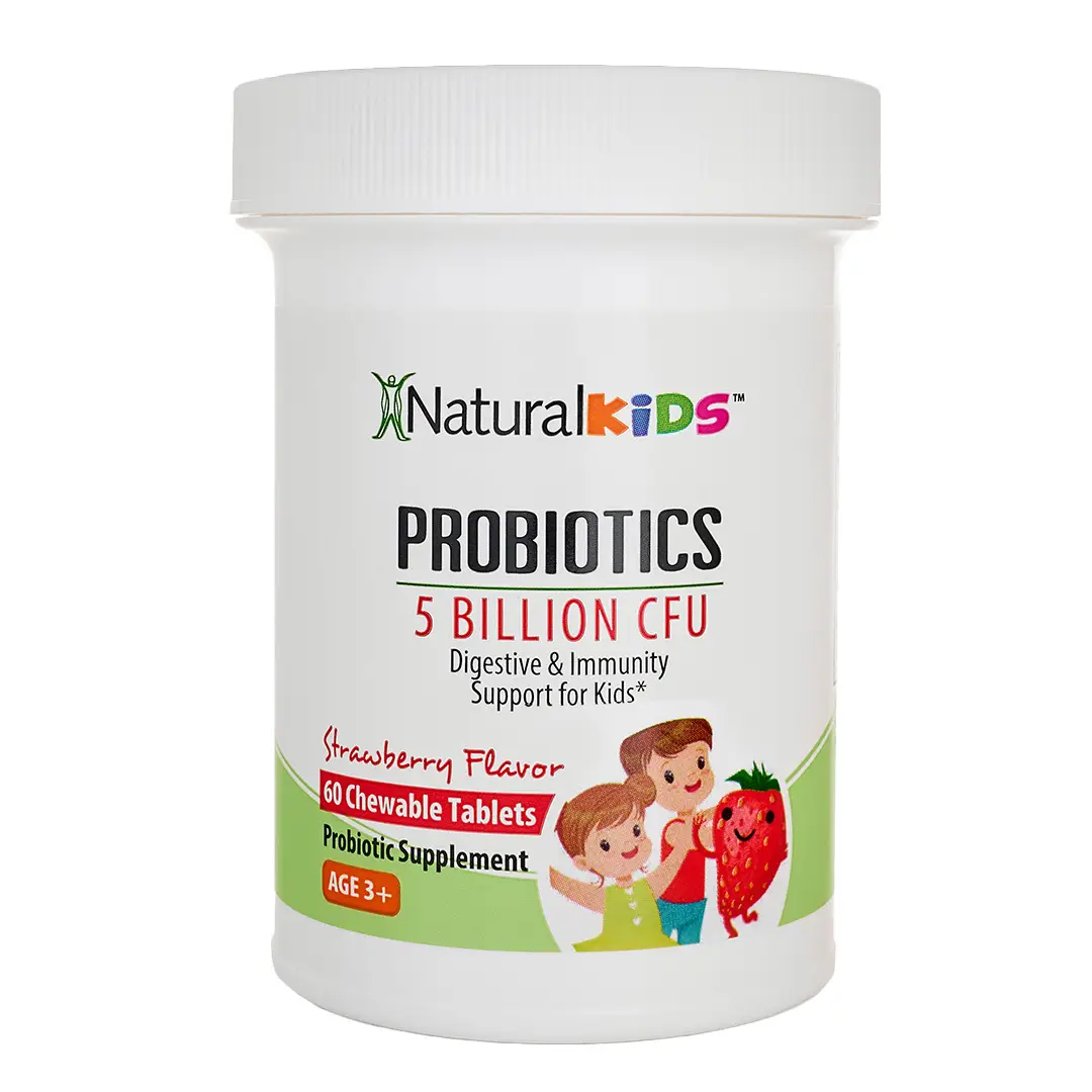 NaturalKids PROBIOTICS Chewable Tablets 5 Billion CFUs per Serving | Chewable Probiotics Tablets 60 Chewable Tablets | Strawberry Flavor