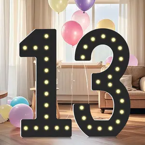 4FT Light Up Numbers, 13th Birthday Decorations,Giant Light Up Numbers 4 Feet Tall DIY Frame Pre-Cut Foam Board Kit for 13th 31st Birthday Anniversary Decorations