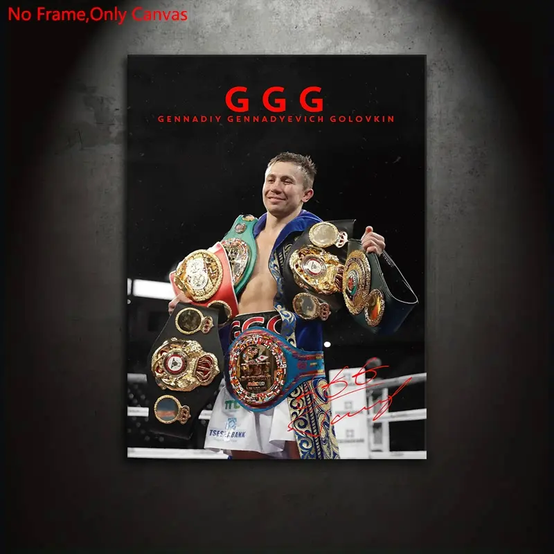 1 piece/set of frameless canvas painting print poster, classic realistic art, Art work for wall decor, boxing champion Gennady Golovkin, gift for sports culture lovers, ideal gift for bedroom, living room, wall decoration, Canvas Prints