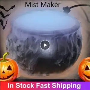 Halloween Witch Pot Smoke Machine Mist Maker Fogger Water Fountain Fog Machine Changing Party Prop Halloween DIY Decorations New