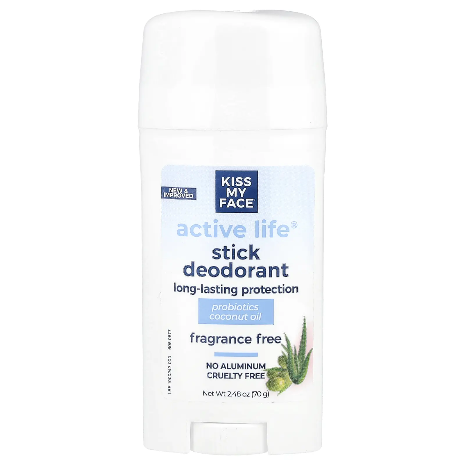 Kiss My Face Active Life®, Stick Deodorant, Fragrance Free, 2.48 oz (70 g)