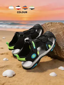 Rubber Eva Patchwork Sandals, Fashionable Toe Protection Slip-On Shoes, Durable Anti-Slip Soft Sole Beach Sneakers