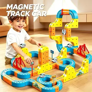 Magnetic Train Set for Kids, Educational Electric Puzzle Blocks, Birthday Gift for Boys and Girls, Christmas Present, Toy