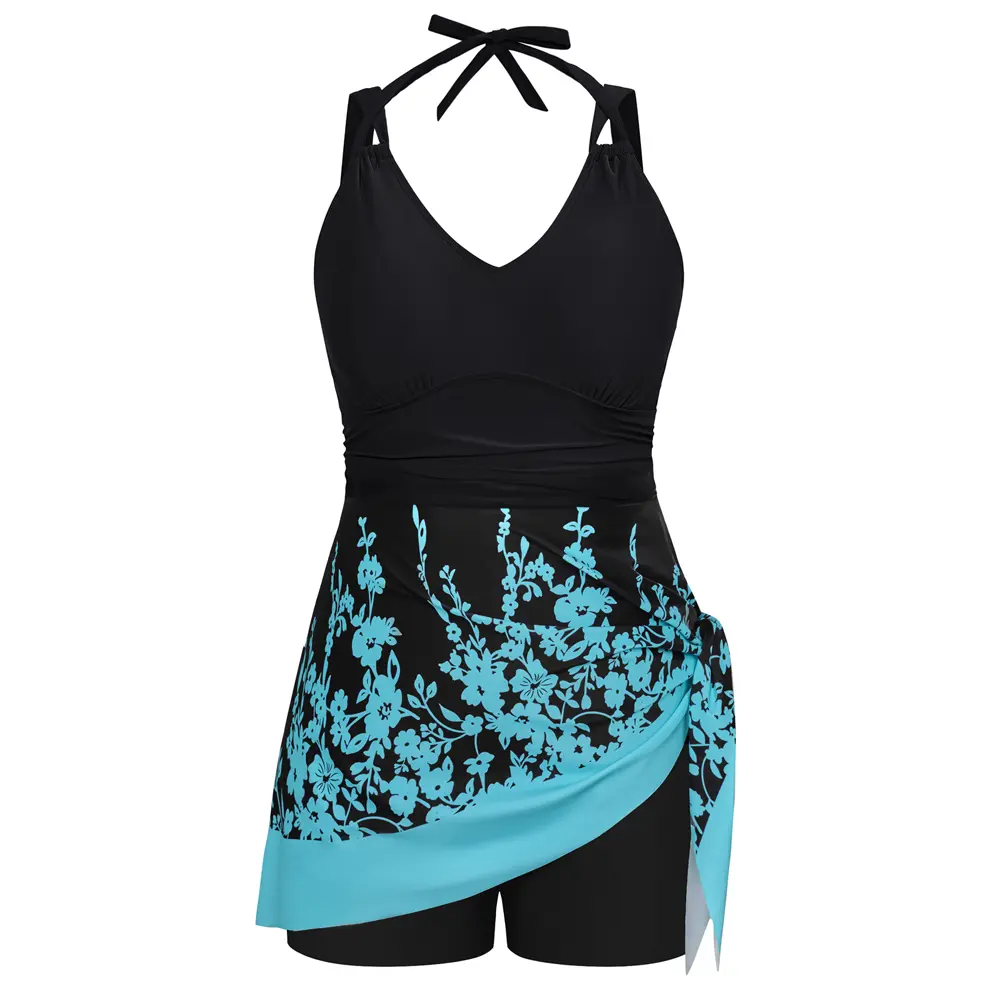 Black/Sky Blue Flowers