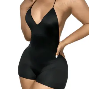 PT Slayr Women's Solid Spaghetti Strap Backless Slim Fit Jumpsuilv - Overalls Womenswear Bodysuit Comfortable