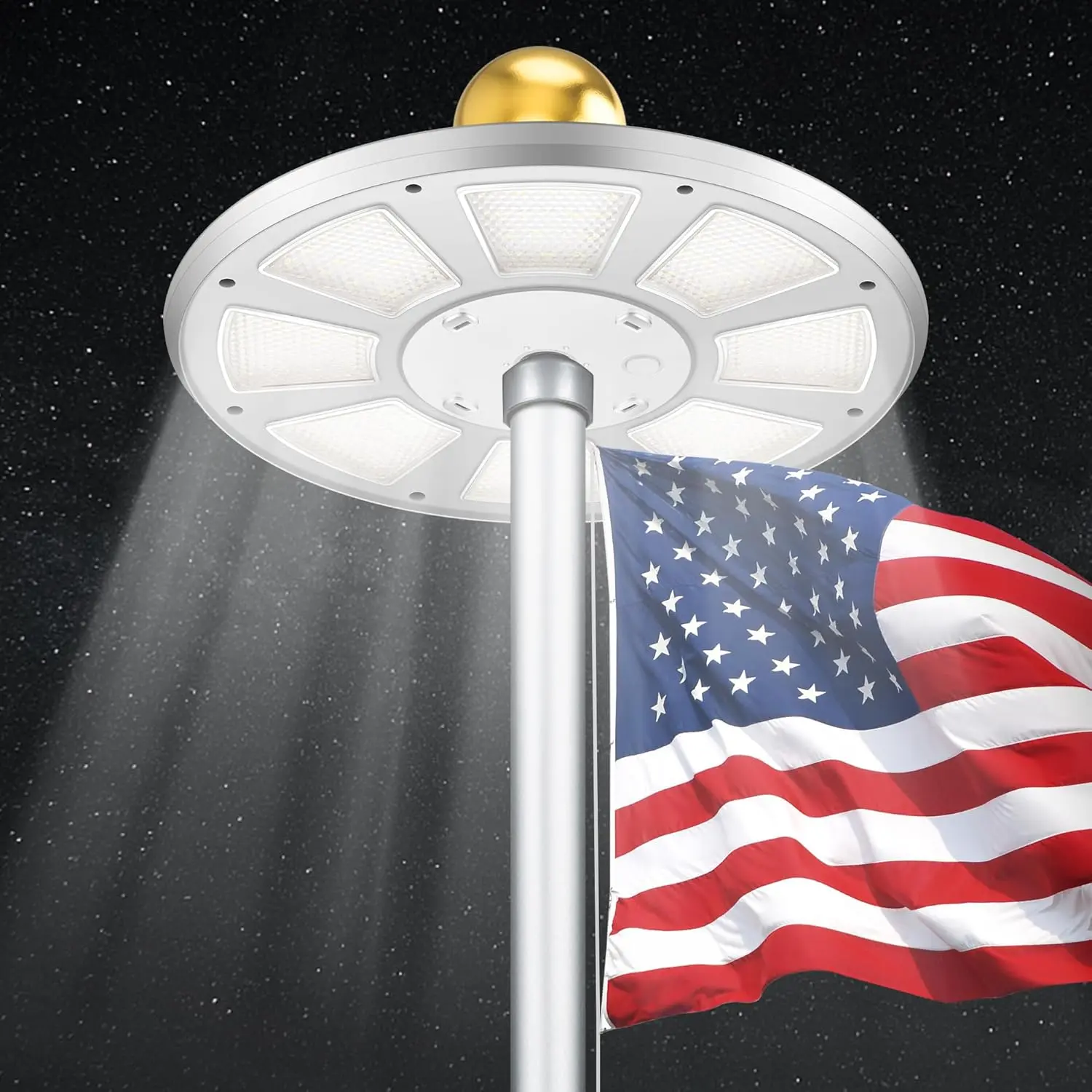 Flag Light - Solar , 136 LED, 10000h Lifespan for 15-25 Ft Poles, , Auto /Off