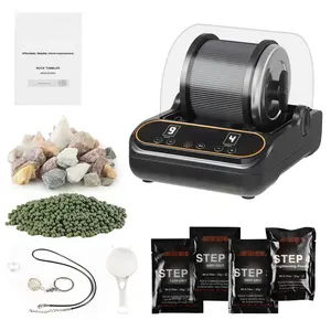 Rock Tumbler Kit For Polishing Stones, 1 Lb Capacity, 4-Speed Adjustable, 1–9 Day Timer, PC Sound Reduction Cover, TPU Drum, Direct Drive Motor, Quiet Operation, Durable Construction