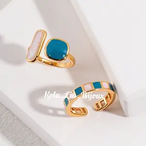 Kola_Liu_Bijoux Morandi Color square glaze drip ring