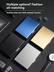 Men's High-End Stainless Steel RFID Blocking Card Holder, Credit Card Organizer, Rfid Card Slots, Simple Metal Design, Multi-Layer Safe Wallet, Ideal Gift for Men