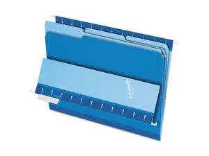 Pendaflex Interior File Folders 1/3 Cut Top Tab Letter Blue 100/Box 421013BLU