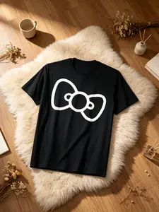 Retro Bow Shirt T-Shirt Cotton Fabric