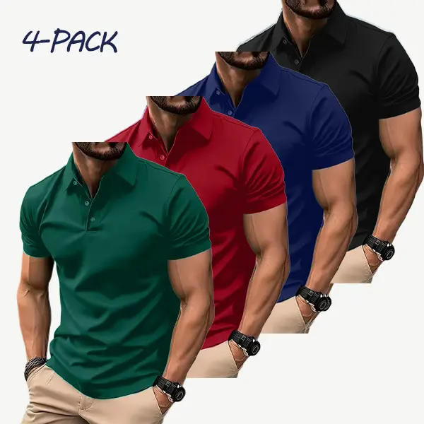 Men's 4 Pack Multicolor Polo Shirts Polyester Fabric Short Sleeve Slim Fit Casual Business Wear Fashion Menswear Men's 4 Pack Multicolor Polo Shirts Polyester Fabric Short Sleeve Slim Fit Casual Business Wear Fashion Menswear