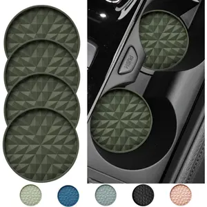 Universal Non-Slip Coaster Mats for Interior Accessories, Cup Holder Inserts - Camo Green