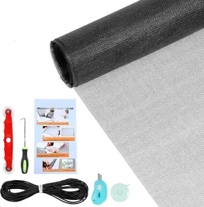 Window Screens Replacement Repair Kit, 59in x 159in Screen Door Mesh Replacement Kit, Durable Fiberglass Mesh Screen Roll with Tools for Windows Doors Patio and Porch Screens, BlackQuesear