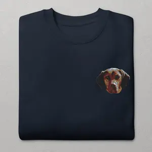Custom Embroidered Pet Portrait Crewneck Sweatshirt Unisex