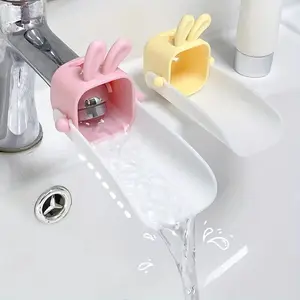 1pc Faucet extender cartoon bathroom kitchen silicone hand washing tool rabbit children splash proof Durable Multi Purpose