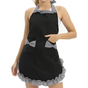 Cute Retro Lovely Vintage Ladies Kitchen Flirty Vintage Aprons for Women Girls with Pockets for Mothers Day Gift