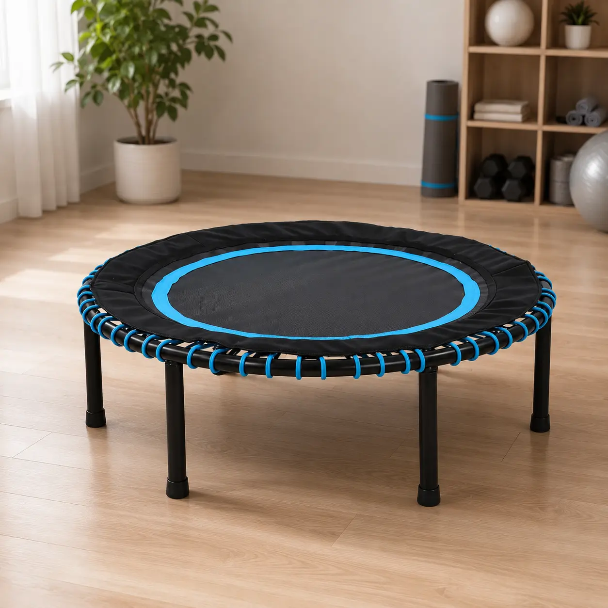 Fahuac 40/48-Inch Springless Mini Trampoline for Adults, Indoor-Outdoor Jump Mat Fitness Trampoline with Bungee Cords, Metal Frame, Non-Slip Ft, 330 lbs Weight Capacity Training & Workout Equipment, Training Equipment, Stable Exercise Trampoline