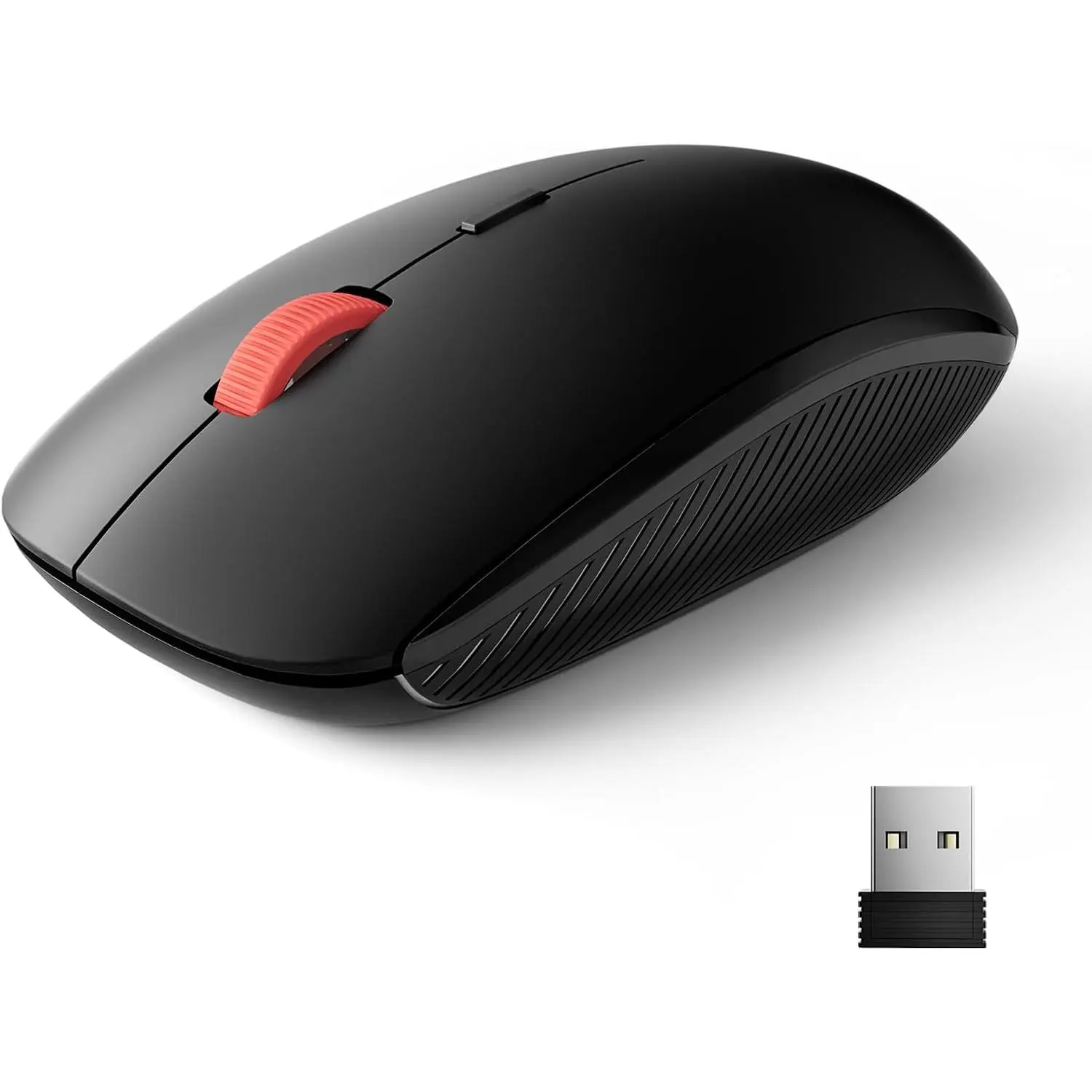Wireless Mouse, 2.4G Slim Mini Cordless Computer Mouse, Ergonomic Grips, 5-Level Adjustable 4000 DPI,Small Portable Optical Computer Mice for Laptop, PC, Mac, iPad,24-Month Battery Life (Black)