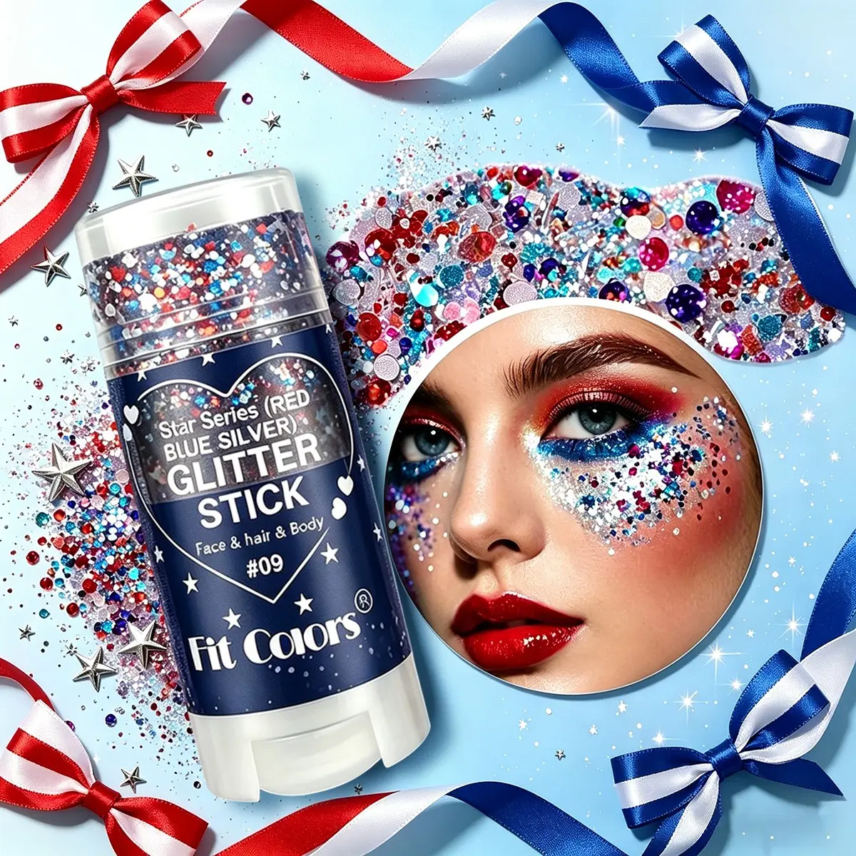 Body Painting Glitter Stick, Glitter Makeup, Party Shimmer Gel, Shimmering Body Glitter, Large Sequins, Long-Lasting Shine, 12 Colors, Perfect for Festivals, Football, Carnivals, Disco