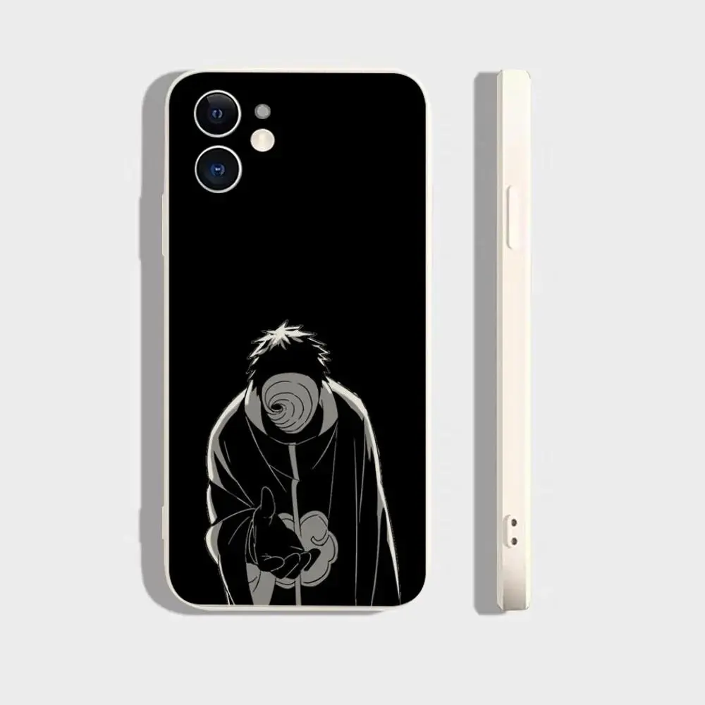 Naruto Uchiha Design Liquid Metal Silicone Soft Case - Smartphone/Cellphone/Handheld Device Protection for iPhone 17/16/15/14/13/12, Black & White, Devices