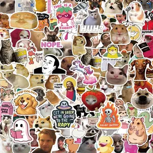300 Pcs Cat Meme Fun Character Funny Emoticon Graffiti Stickers Decorative Guitar Notebook Luggage DIY Waterproof
