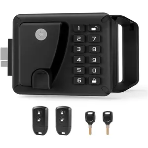 RV Door Lock Keyless Entry, Heavy-Duty RV Door Lock Replacement Kit with Password & Remote Control, Fits 3.75" x 2.75" x 1.5" Openings
