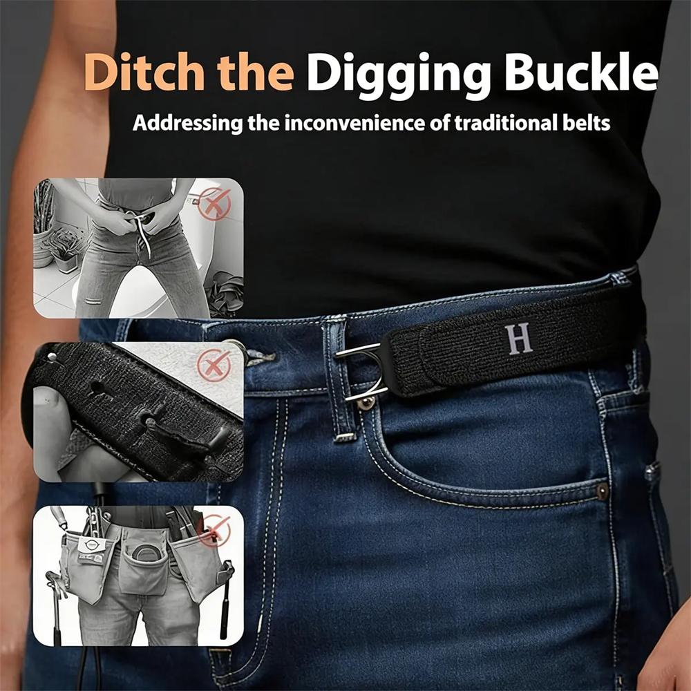 Unisex 2/4 PCS No Buckle Belts for Men and Women, Buckless Belts for Unisex- Adjustable Metal Hook Comfortable Invisible Belt, Invisible Belt for Jeans, Pants，Strap For Outdoor Work Travel Casual，unique gifts for man