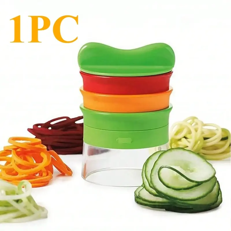 Multifunctional Spiral Vegetable Slicer Set, Three-Layer Rotary Fruit Cutter, Kitchen Grater, Essential Cooking Tool