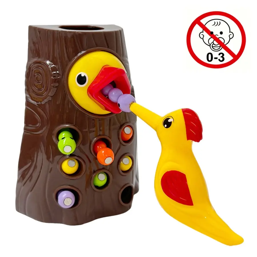 Woodpecker Bug Catching Toy Set, Magnetic Intelligence Feeding Game, Fine Motor Skills Learning, Hand-Eye Coordination, Pretend Play, Creative Playset, Suitable for Kids over 3 Years, Multi Activity Playset