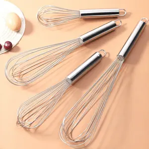 Stainless Steel Egg Beater Manual Mixer, Handheld Egg Whisk for Home & Commercial Kitchen Use, Baking Tool for Eggs, Sizes 10-14 Inch
