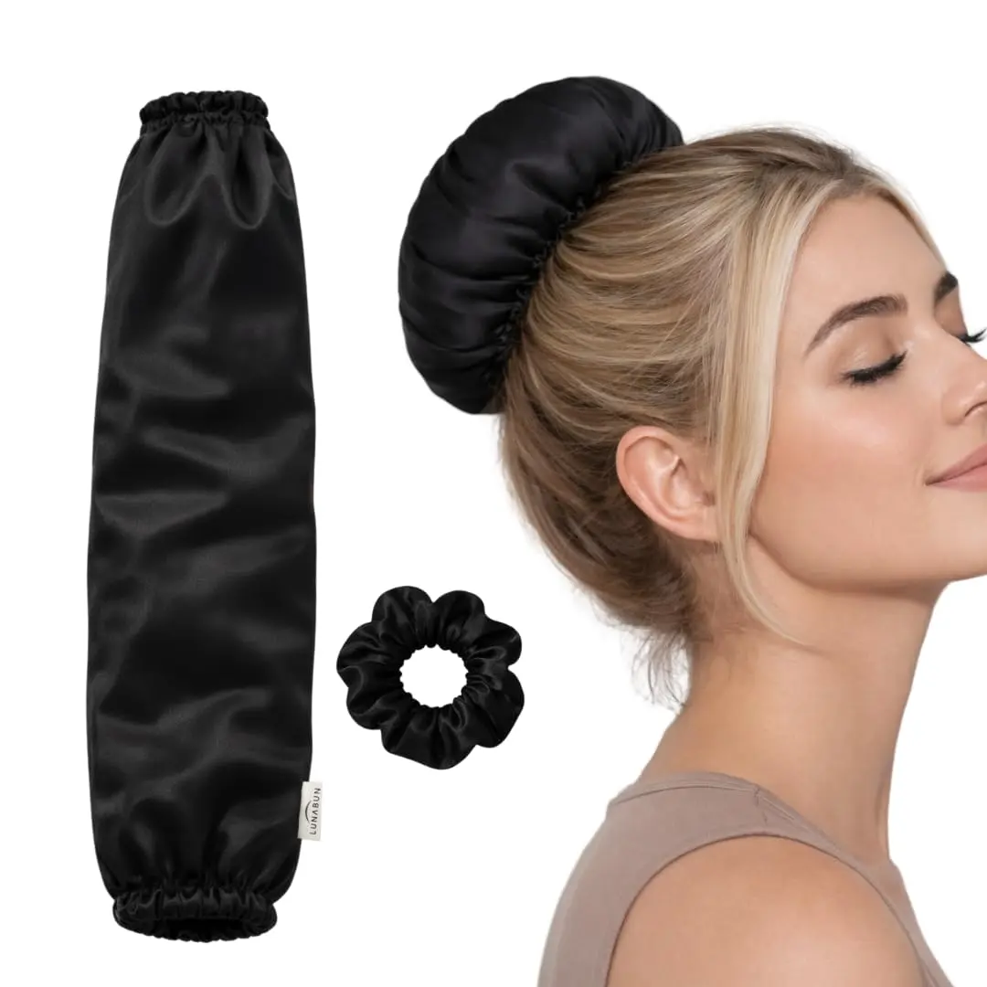 LunaBun™ Hair Protection Sleeve & Scrunchie Bonnet Alternative  Easy Use for Blowouts, Curls, Frizz Control & Overnight Healthier Hair. Night Hair Protection. Daytime Hair Protection. Anytime Messy Bun Alternative. Healthy Hair Styling & Protection.