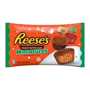 REESE'S Miniatures Milk Chocolate Peanut Butter Cups, Christmas Candy Bag, 9.9 oz Sugar Snack