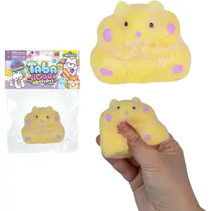 ORB Tabalicious Fluffs TABA Squishy Hamster (Yellow) - Fuzzy, Flocked, Cute Animal TABA Squishies Toys - Soft, Sticky Stress Ball Fluff Toys - Kawaii Sensory and Fidget Toys and Gifts Kids and Adults