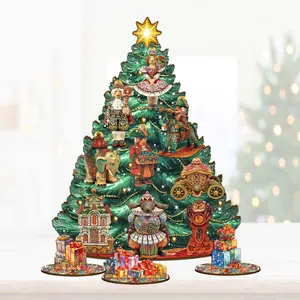 Designocracy 8091519 12.5 in. Nutcracker Masquerade Thematic Christmas Tree Tabletop Decor Set