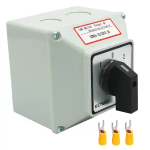 32A Rotary Changeover Switch with Exterior Box,3 Position 3 Phase 12 Terminals KEYMOO