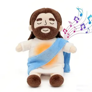 Jesus Breathing Plush Toy with Light & Music, 15" Soft Christian Gift, Easter & Mother's Day Gift for Kids, Baptism Religious Decor