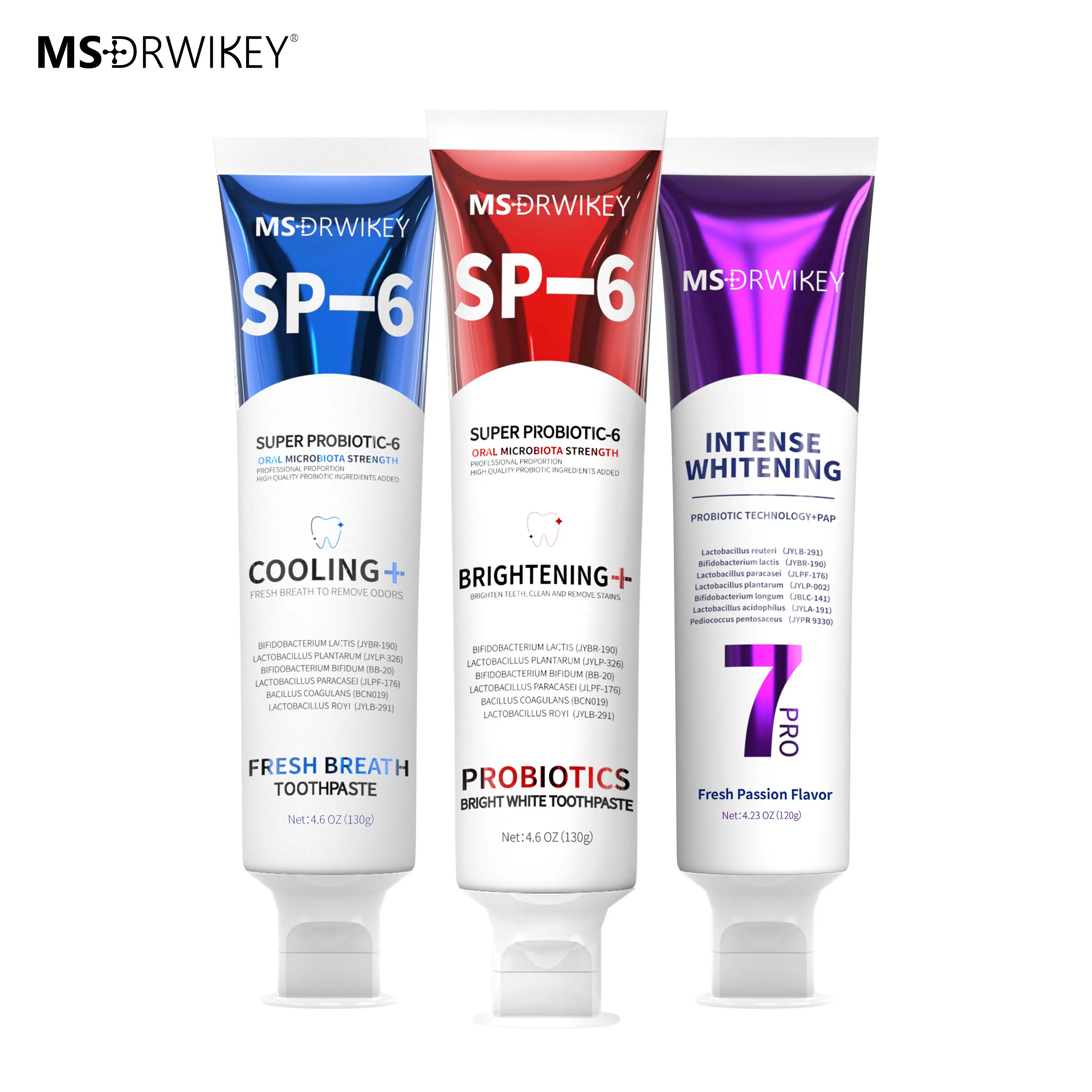 MSDRWIKEY 3-Pack Toothpaste Combo: 7Pro Gleaming Fresh, Fluoride-Free Enamel Repair & Sensitive Teeth Cavity Prevention with Fresh Mint