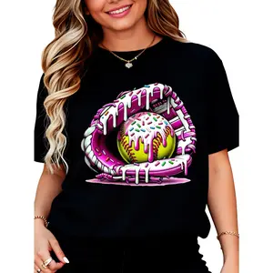 Softball Drip Ice Cream Sprinkles Softball Glove Cotton T-Shirt for Women Men Clothing Graphic tees
