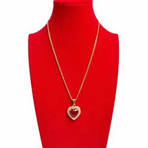 Ruby Glow Heart Necklace 18inch