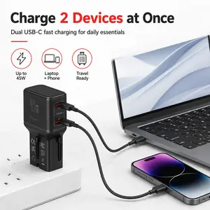 Travel Adapter and Wall Charger 45W with US/EU PlugPortable Converter for Fast Charging and Multi DeviceSupport for Travelers and Frequent Flyers traveling gadgets
