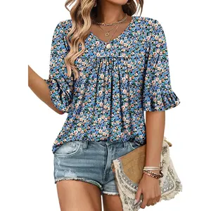 Half Sleeve Top for Women Summer Dressy Casual Tunic Top
