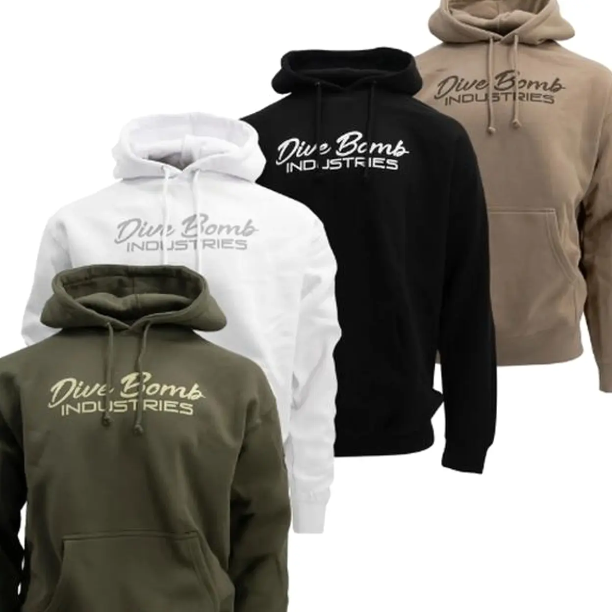 Dive Bomb Industries Hoodie – Sweatshirt – T-Shirt Featuring Bold Chest Logo, Designed for Waterfowl Hunters and Outdoor Enthusiasts Who Appreciate Clean Branding, Rugged Style, and Everyday Comfort in the Field or Around Town