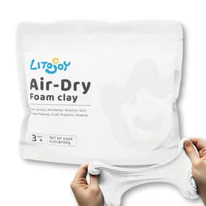 LitoJoy White Air Dry Foam Clay 0.35 oz /100 Grams Soft Lightweight for School Art Projects Deco Flower Mirror Cosplay Props Fake Bake Slime Supplies Handmade Gifts