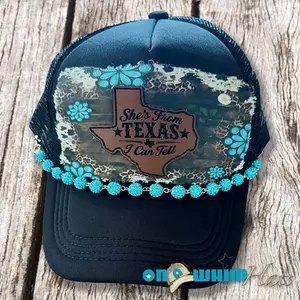 She's from Texas I Can Tell Handmade Trucker Hat with Leather Patch