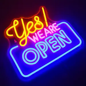 Serbasic Open Neon Signs Bright LED Light High Visibility Advertisement Board Electric Display Sign for Wall Window Door Bar Shop Coffee Salon Hotel Store USB Powered 13.4 * 11.8 in Multi Colors