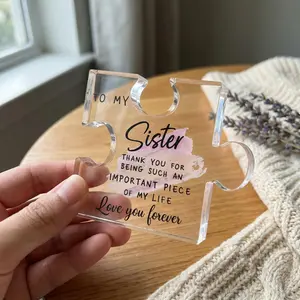mid year sale,deals for you,restock,summerwins,Acrylic Interlocking Puzzle Plaque Prop - Lightweight Acrylic Signage Plaque Keepsake with "Important Piece of My Life" Text, Desktop Decoration for Sister Graduation Gift, College Grad Dorm Use